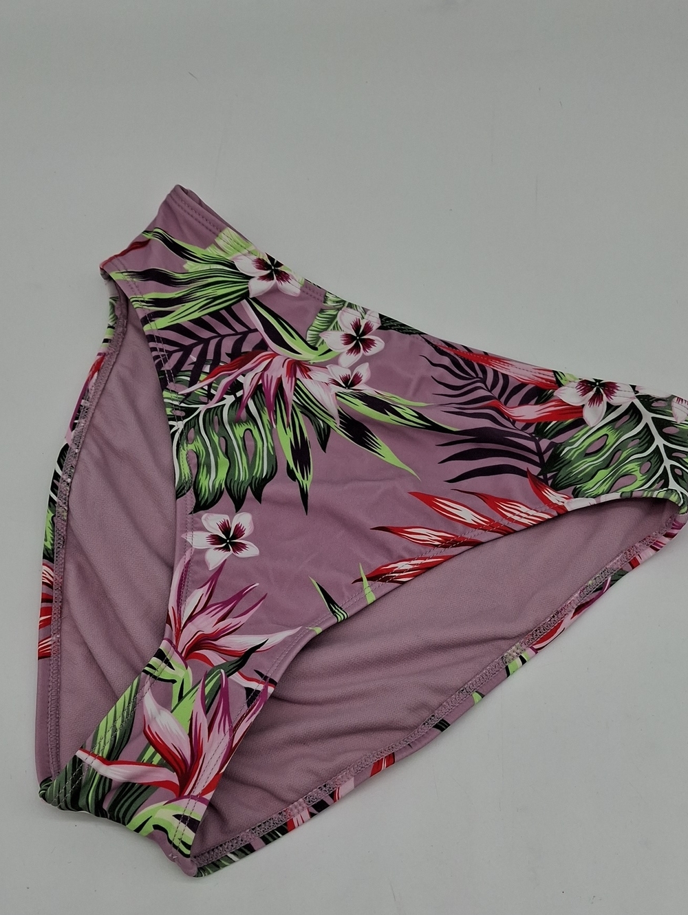 Salt + Cove Tropical Print High Waist Bikini Bottom Purple M